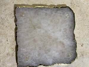 Natural White Quartz Stone Coaster with Gold Electroplated Edges